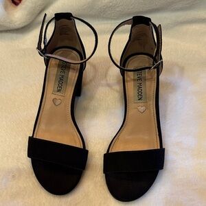 Steve Madden Black Ankle Strap Block Heels